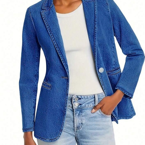 NEW SHEIN Classic Blue Jean Blazer s xs - Picture 3 of 3